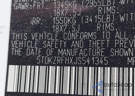 2018 Toyota Highlander Xle из США, поврежденный, VIN 5TDKZRFHXJS541345